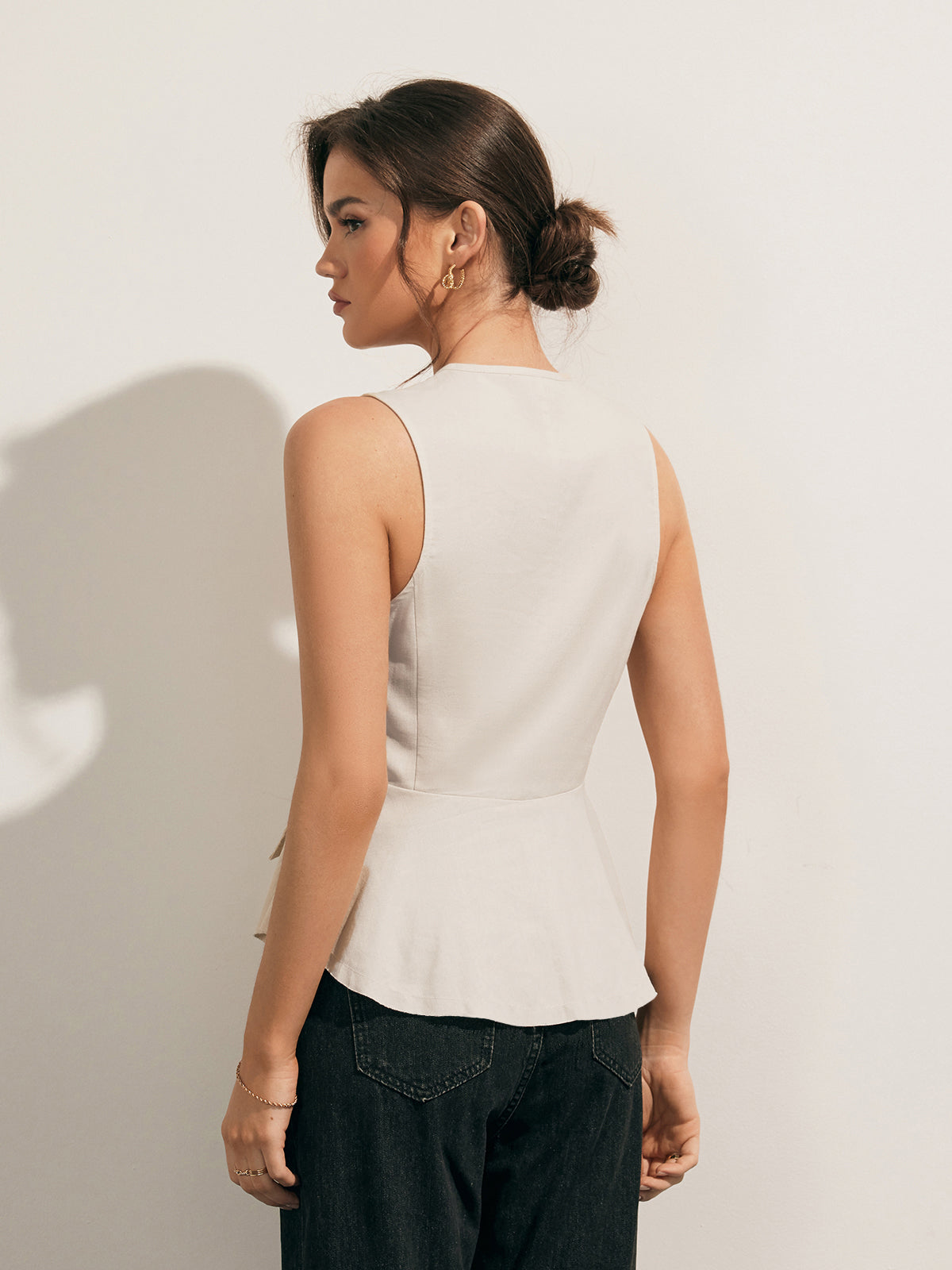 Clara | Elegante Leinen-Mix Bluse mit Rohsaum