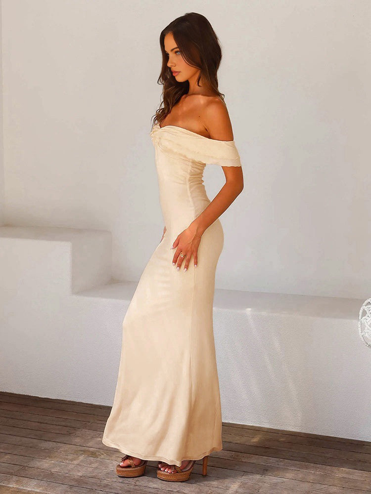 Clara | Off-Shoulder Rüschensaum Maxikleid