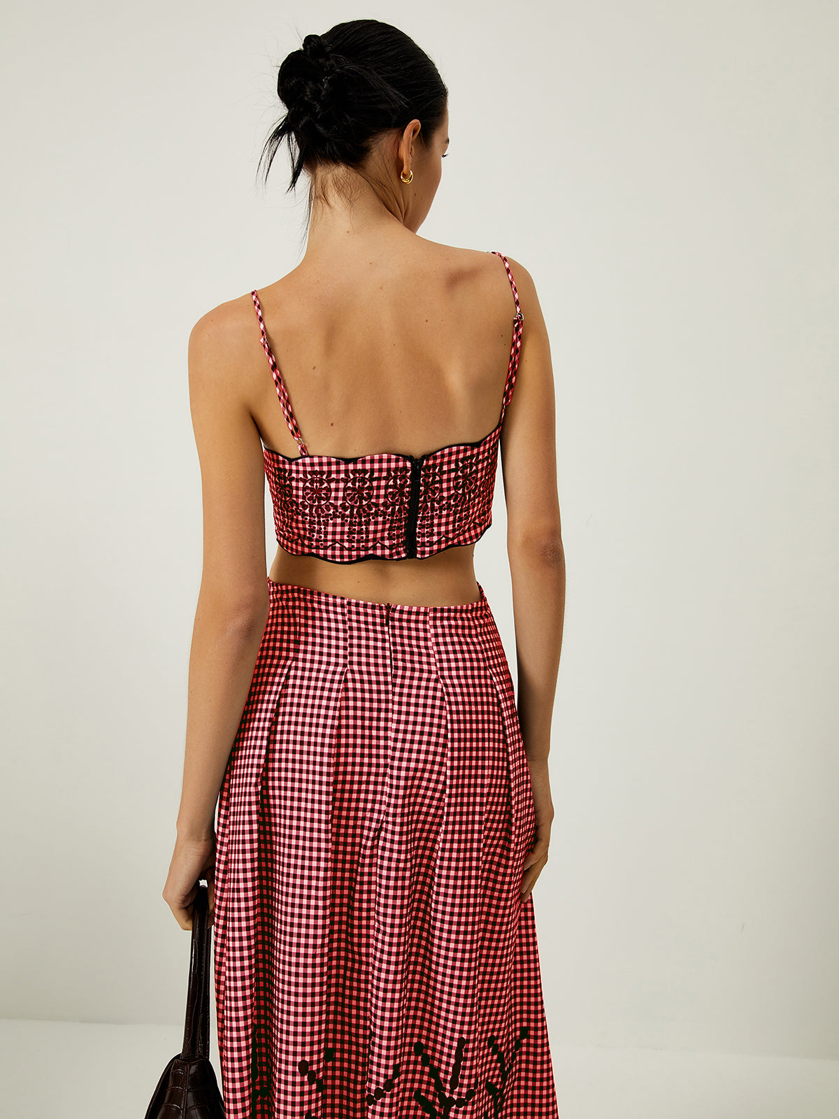 Clara | Romantisches Maxikleid mit Plaid-Druck und Cutout-Design