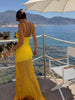 Anna | Midi Kleid mit Rüschendetails und offenen Elementen