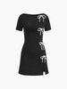 Alina | Kurzes Kleid mit Schleifendetail und seitlichem Schlitz