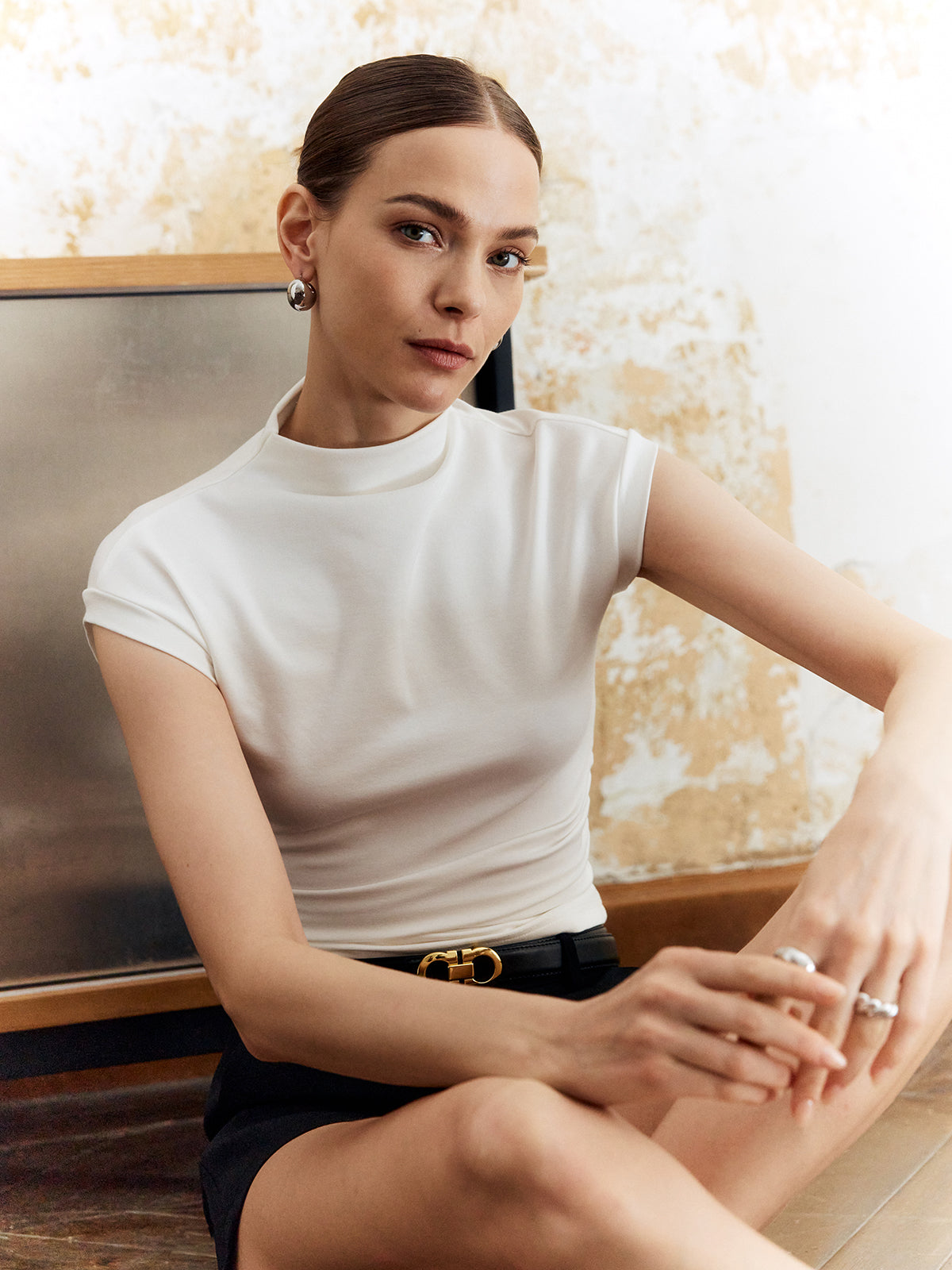 Felix | Elegantes Slim T-Shirt mit Stehkragen