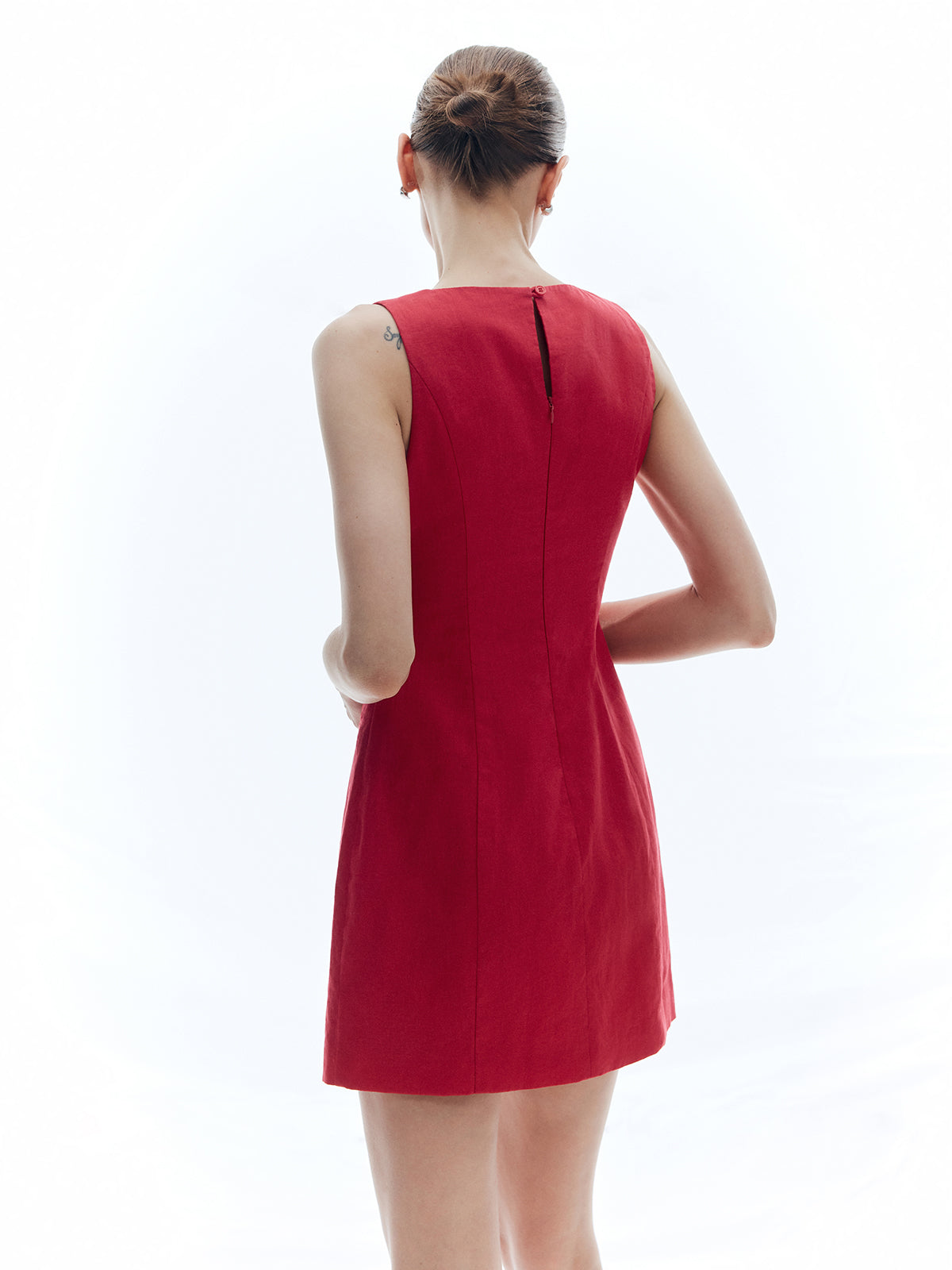 Clara | Elegantes ärmelloses Kleid aus Baumwolle und Leinen