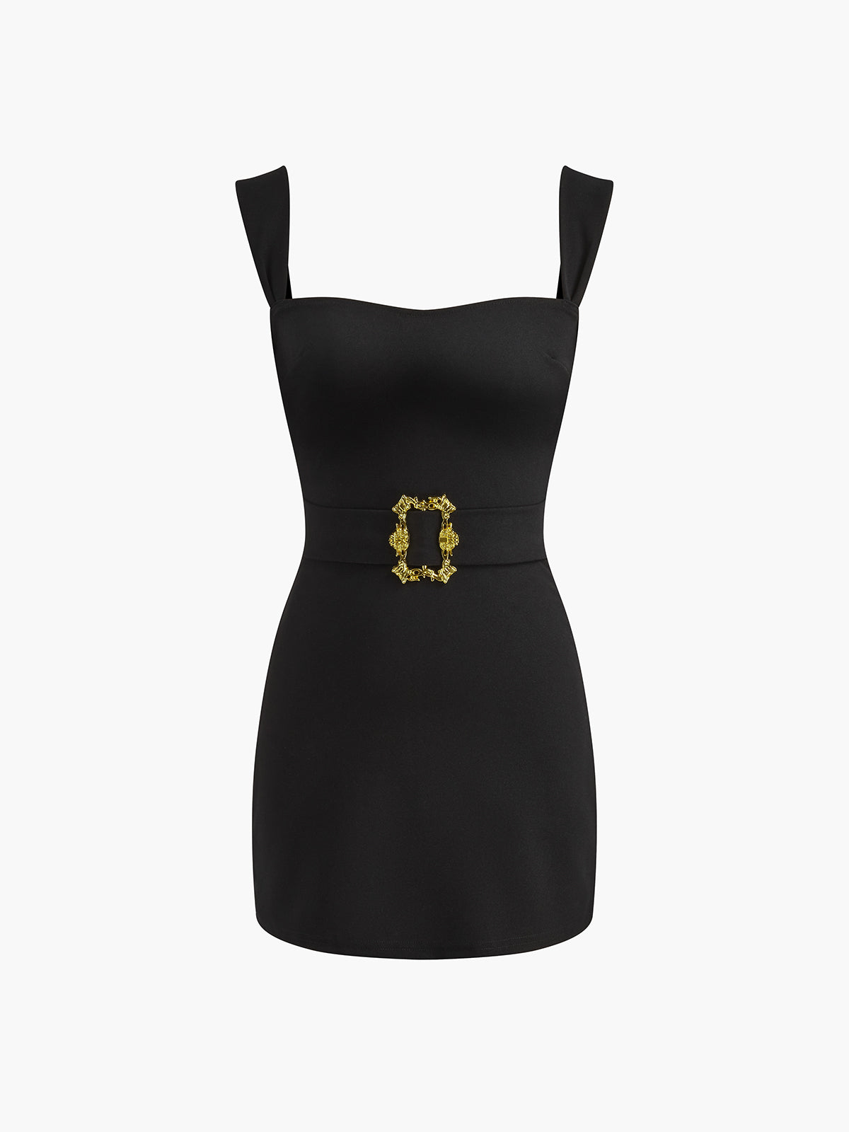 Laura | Tailliertes Kurzkleid mit Quadrat-Ausschnitt und Gürtel