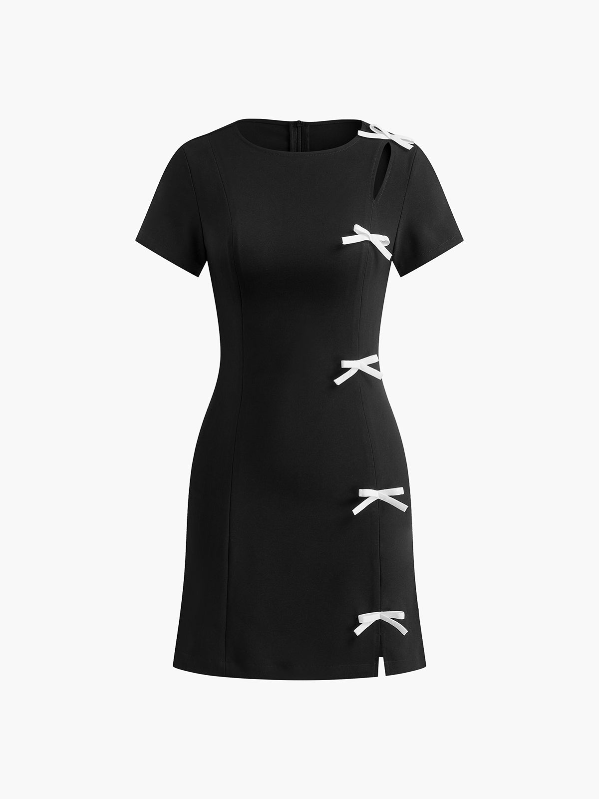 Lena | Kurzes Kleid mit seitlichem Schlitz und Schleifendetail