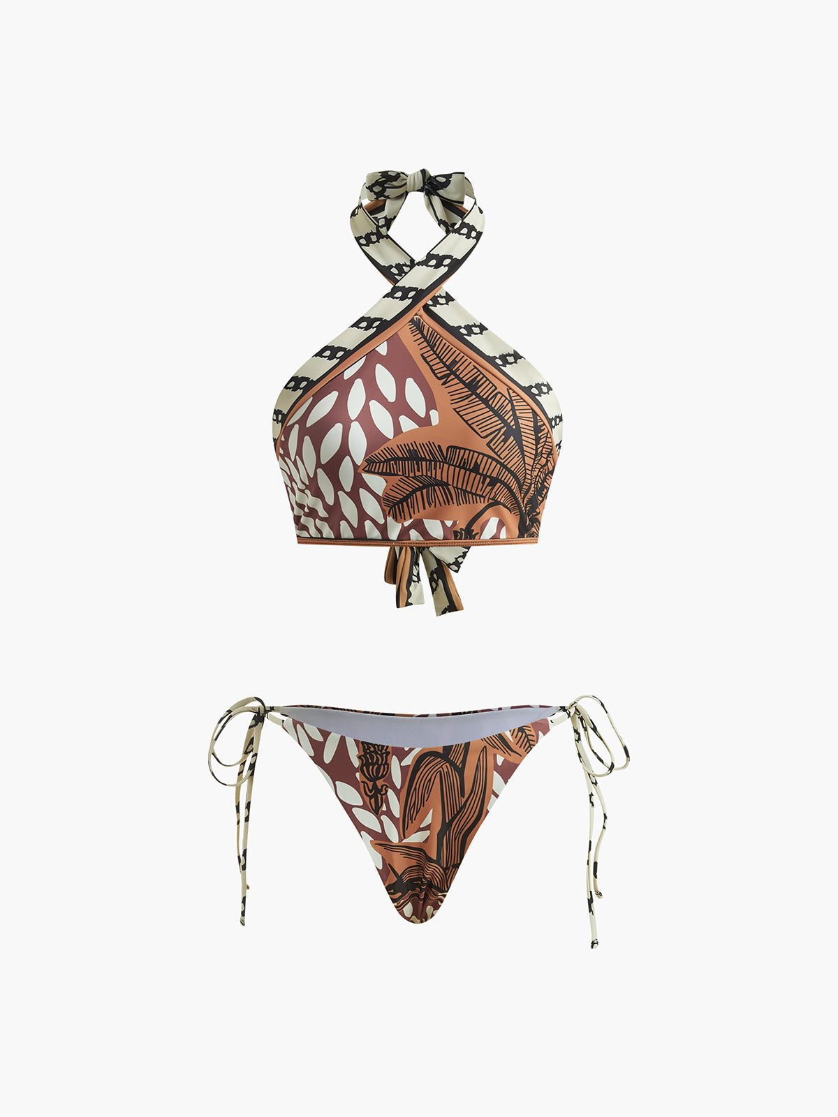 Lisa | Retro Print Halter Bikini Set
