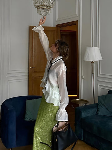 Clara | Rüschenshirt mit Krawattenkragen