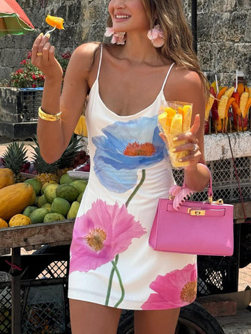 Mia | Rückenfreies, kurzes Kleid mit Blumenmuster