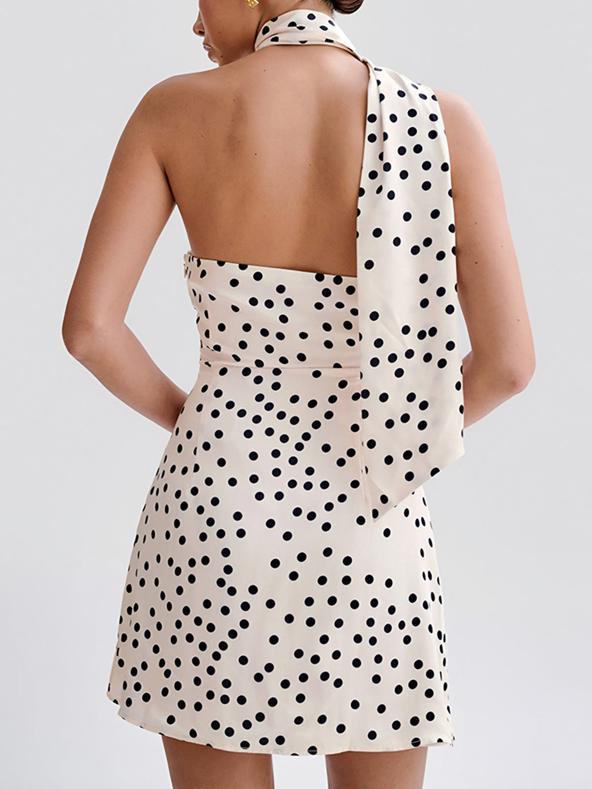 Eleganz | Asymmetrisches Satin Polka Dot Kleid