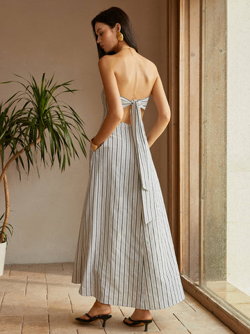 Clara | Elegantes Off-Shoulder Kleid aus Baumwolle und Leinen