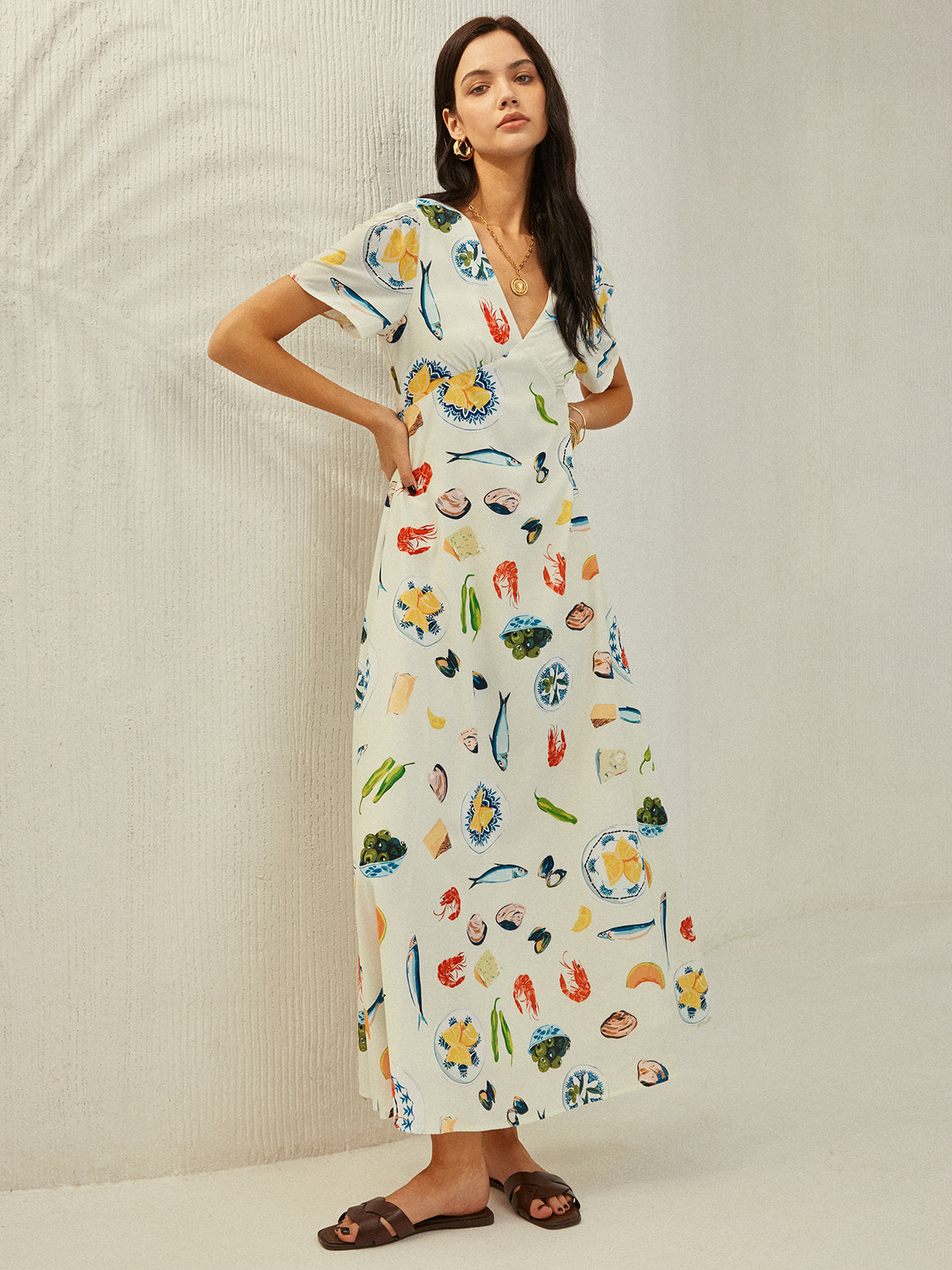 Isabella | Rückenfreies geknotetes florales Kleid mit V-Ausschnitt