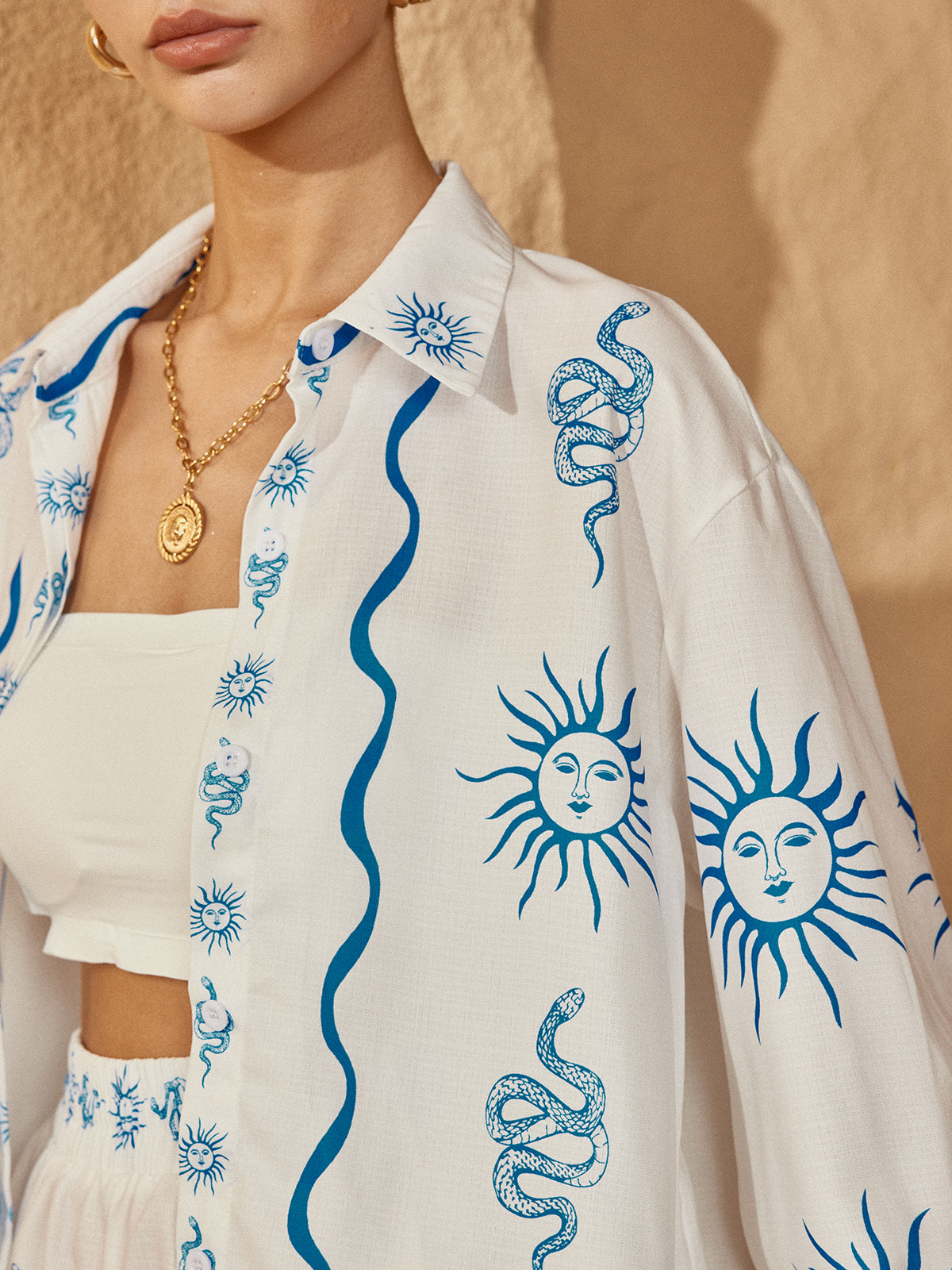 Leonie | Charmantes Print Lapel Shorts Set