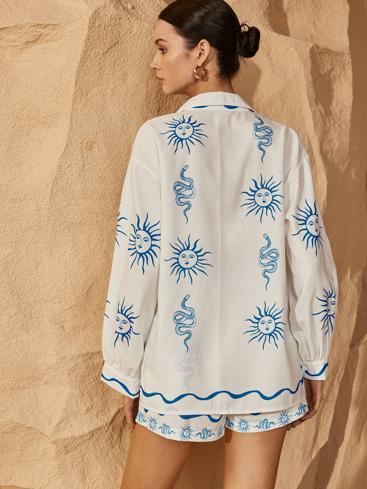 Leonie | Charmantes Print Lapel Shorts Set