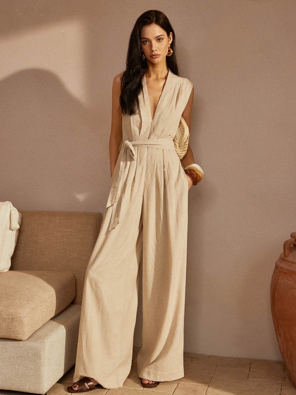 Amelie | Eleganter Rüschensprunganzug mit Gürtel