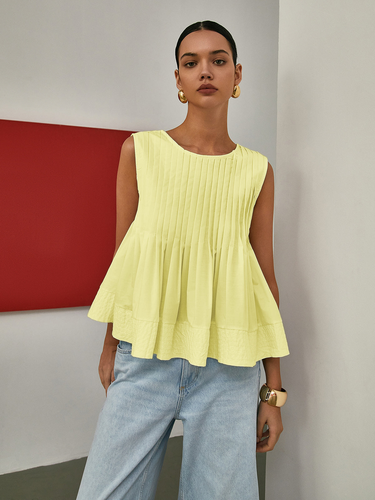 Anja | Gefaltete Peplum-Ärmellose Bluse