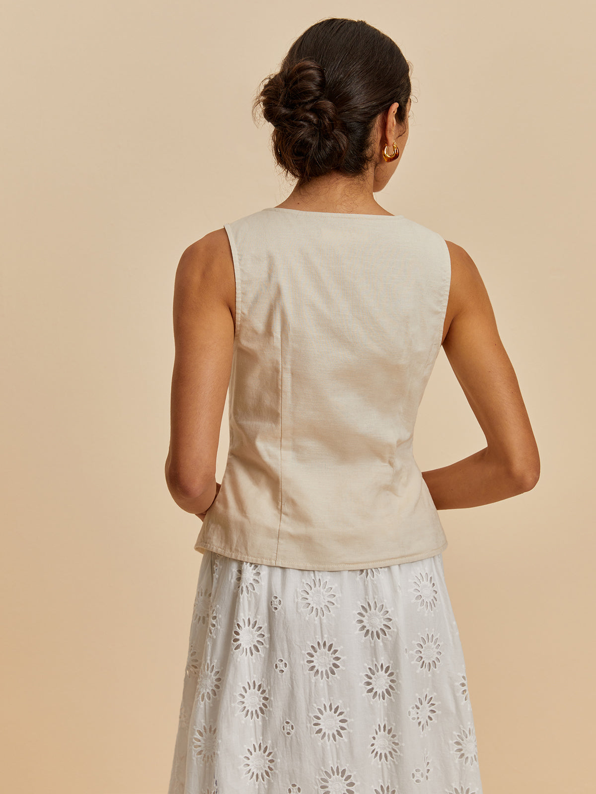 Anna | Legere ärmellose Bluse aus Baumwolle und Leinen