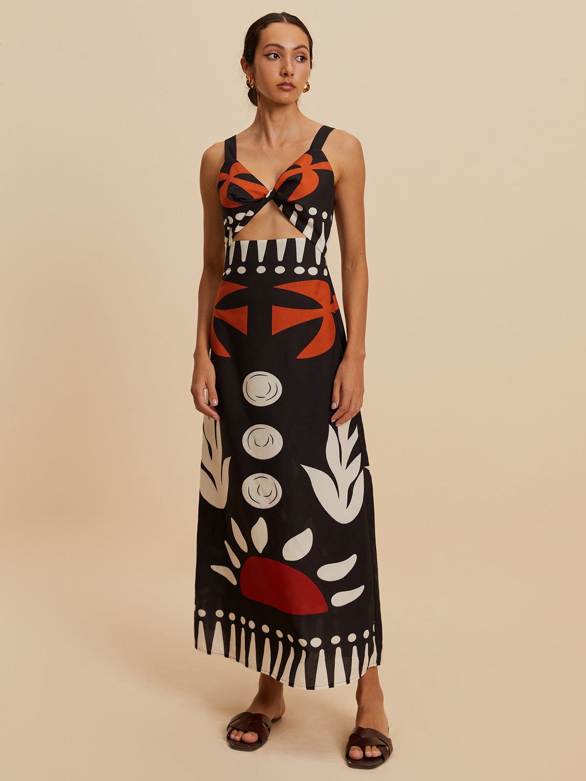 Emilia | Ärmelloses Floral-Kleid mit Cut-Out und Reißverschluss