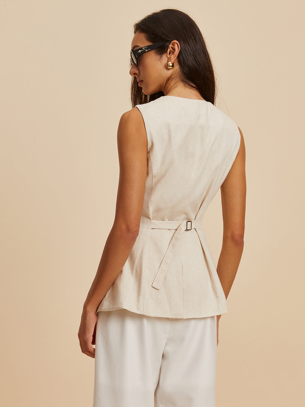 Laura | Elegante Leinen-Blend Weste mit Taschen