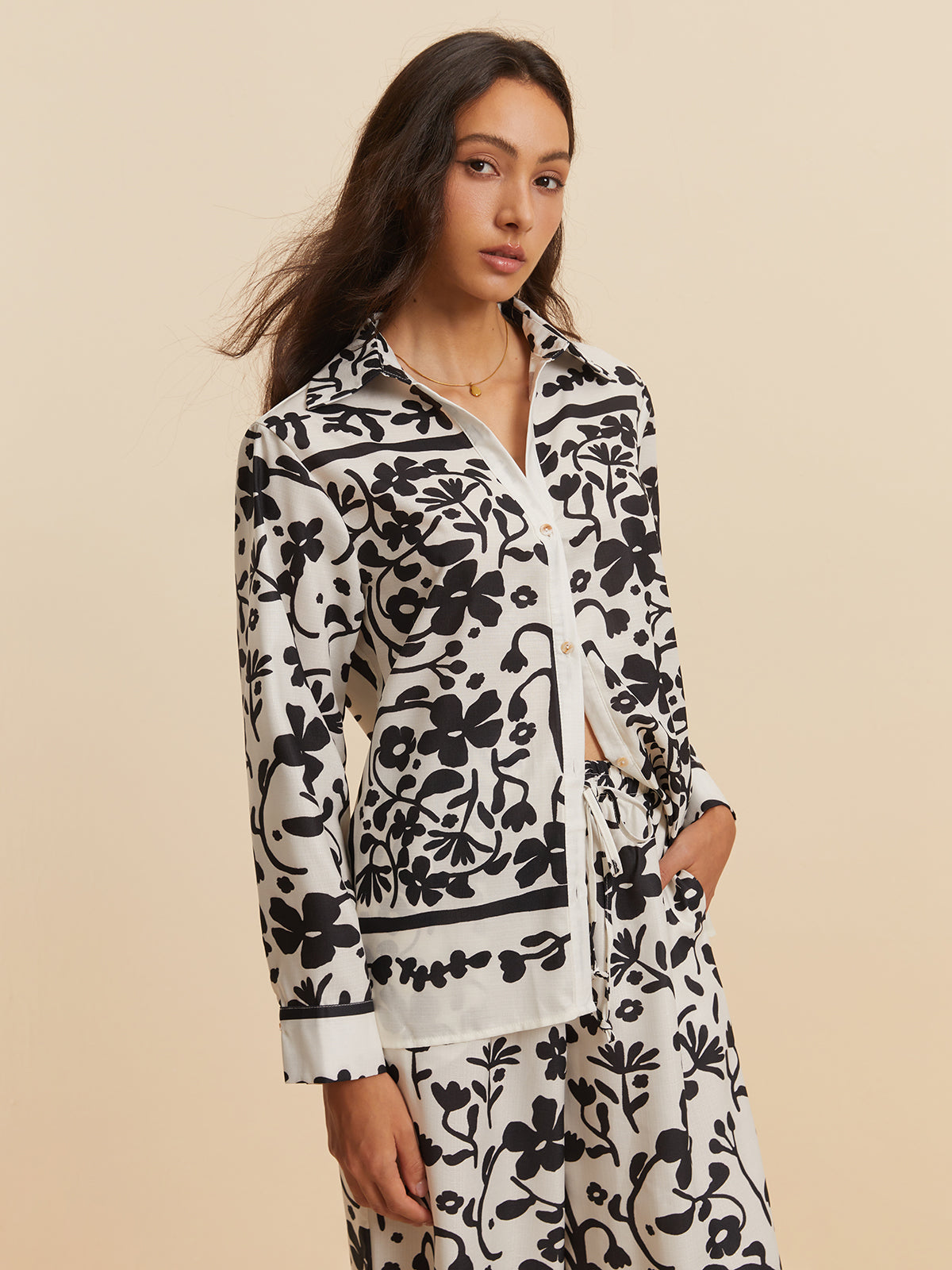 Maxime | Druck Drawstring Weite Beinform Hosenanzug