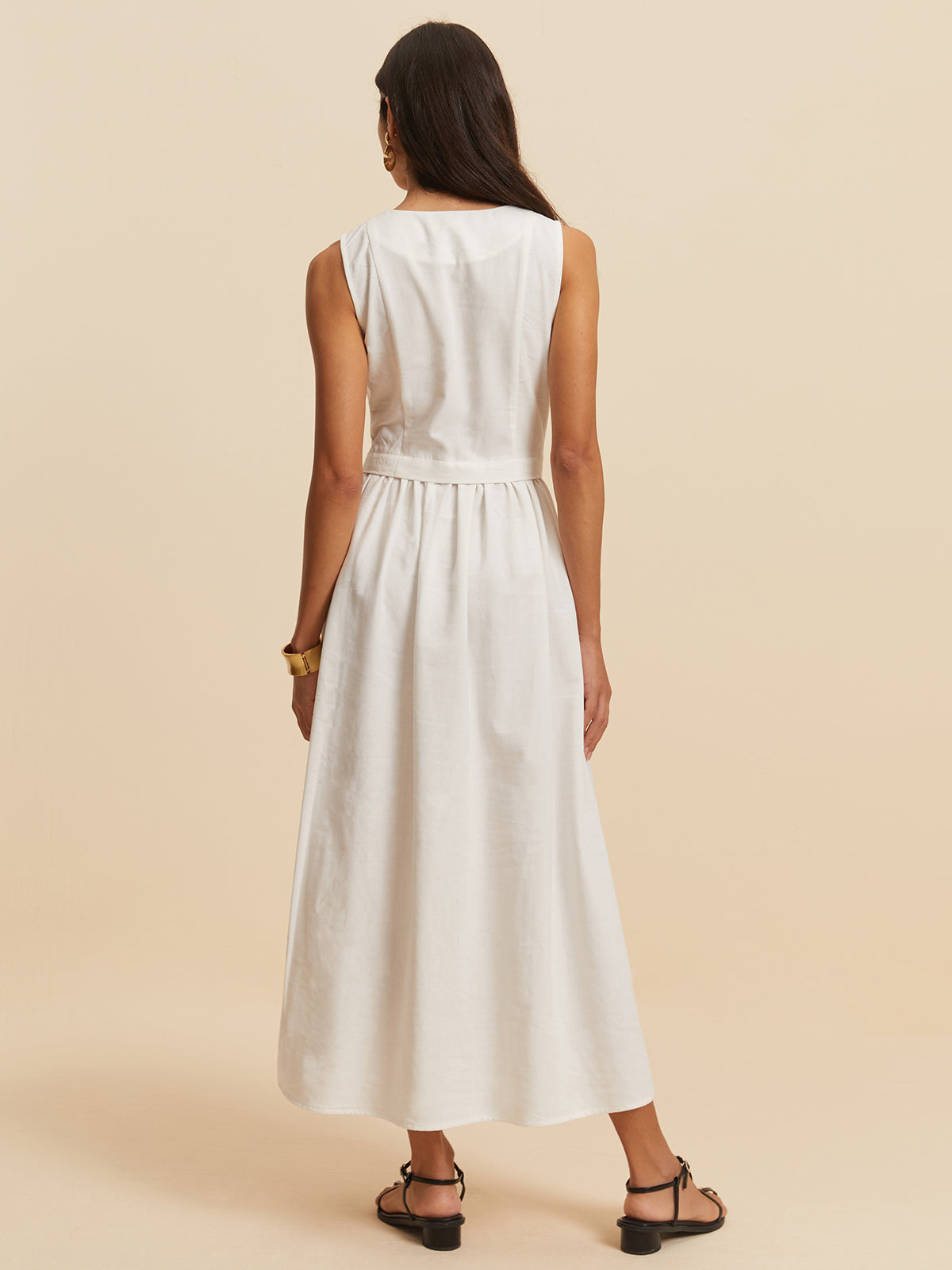 Clara | Ärmelloses Maxikleid aus Leinen-Baumwoll-Mix