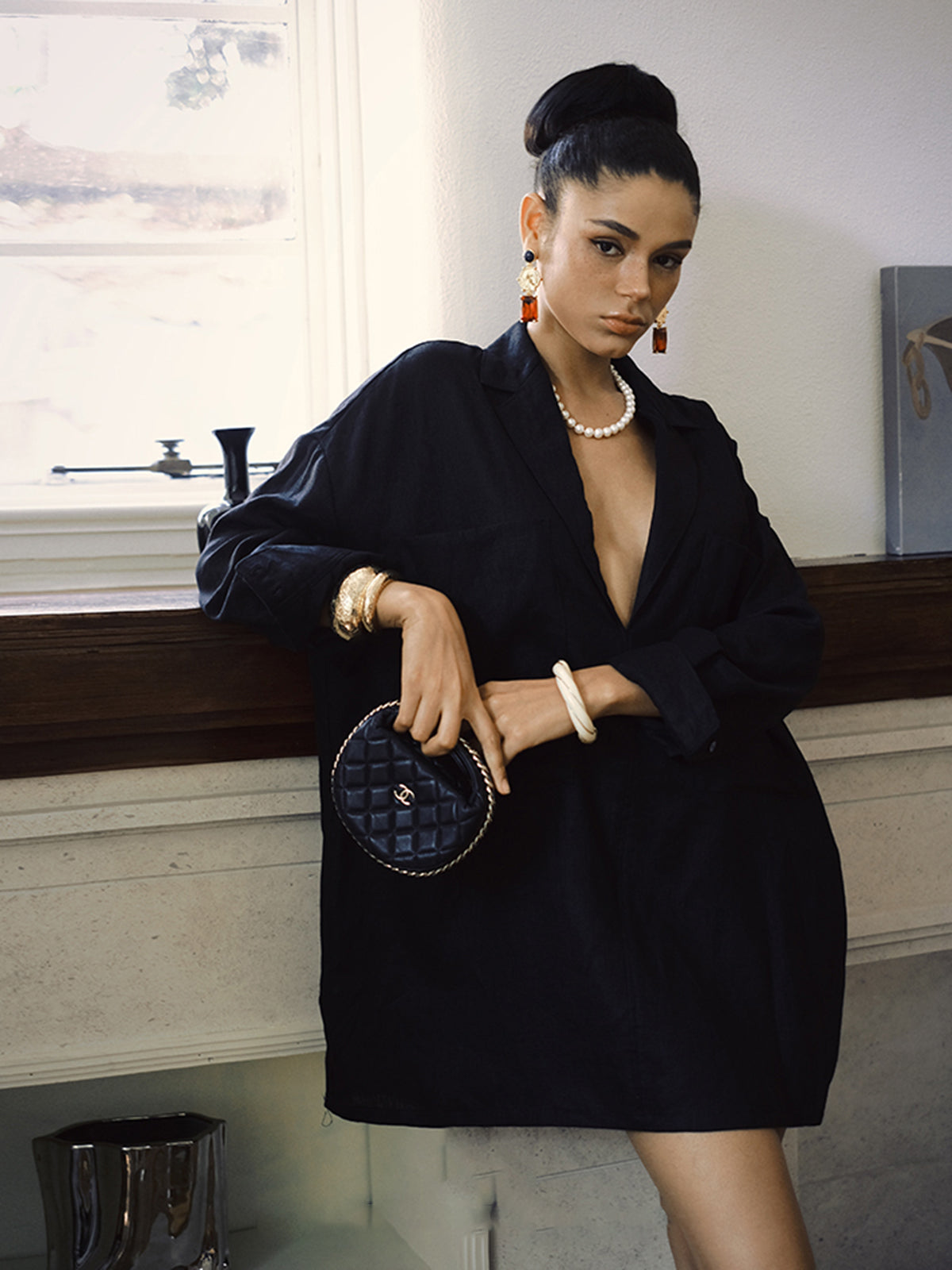 Clara | Elegantes Leinenkleid mit Taschen und langen Ärmeln