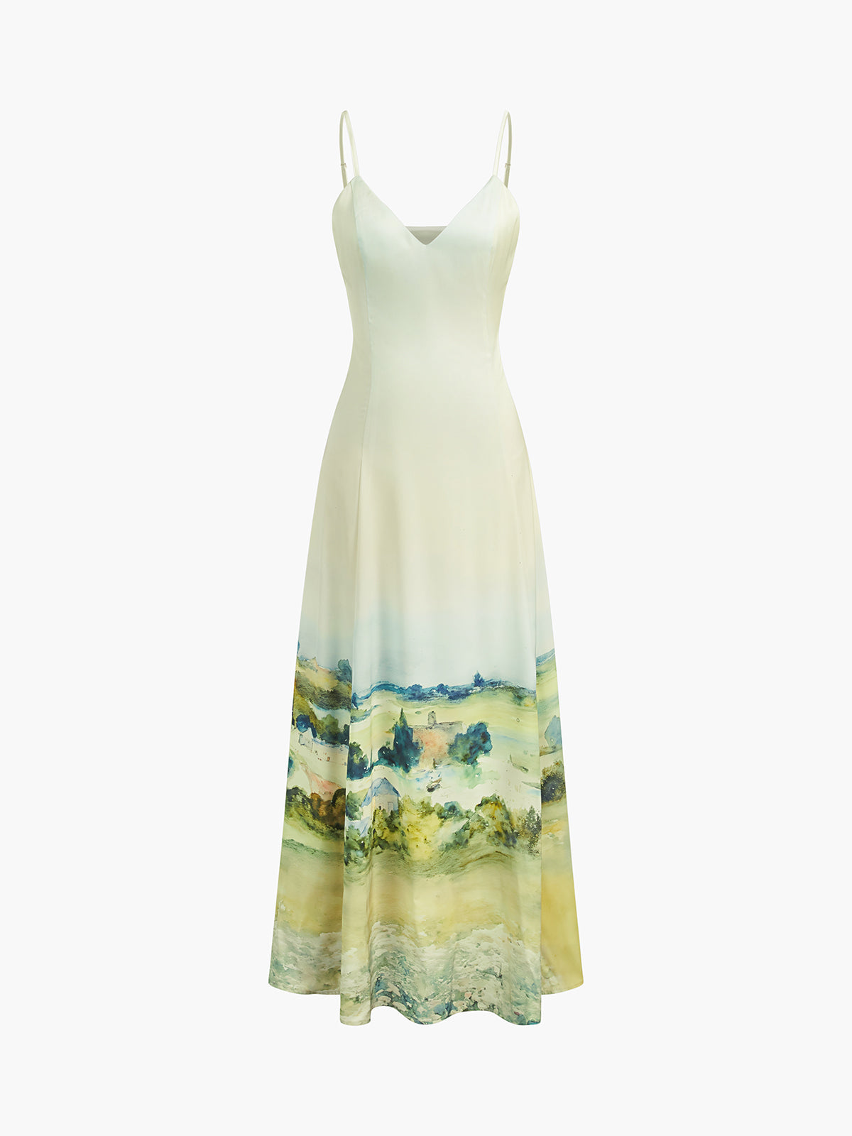 Eleganz | Satin Print V-Ausschnitt Cami Kleid
