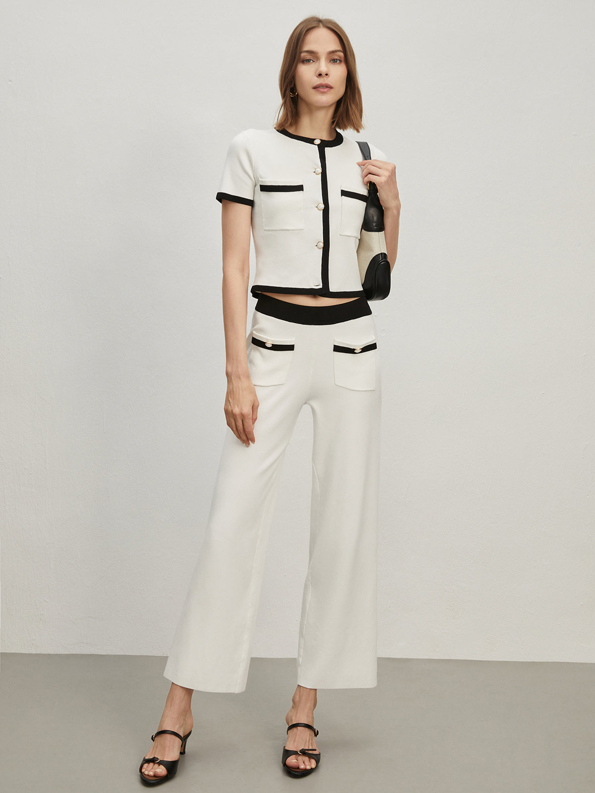 Emma | Elegante Sweater-Hosen mit Kontrastbesatz