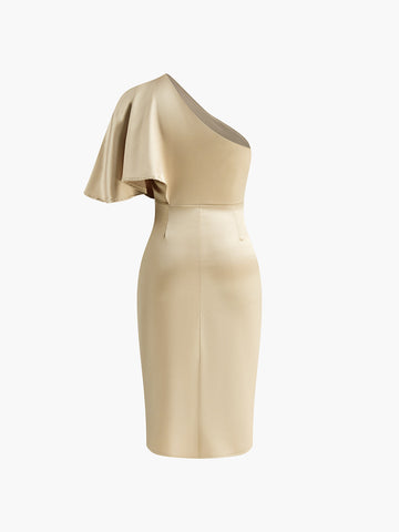 Laura | Asymmetrisches Reißverschluss-Faltenkleid