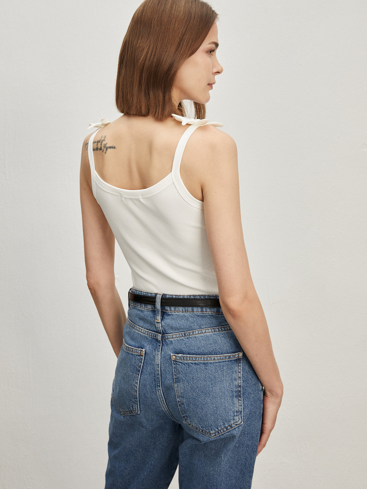 Clara | Jacquard Crew Neck Slim Tanktop