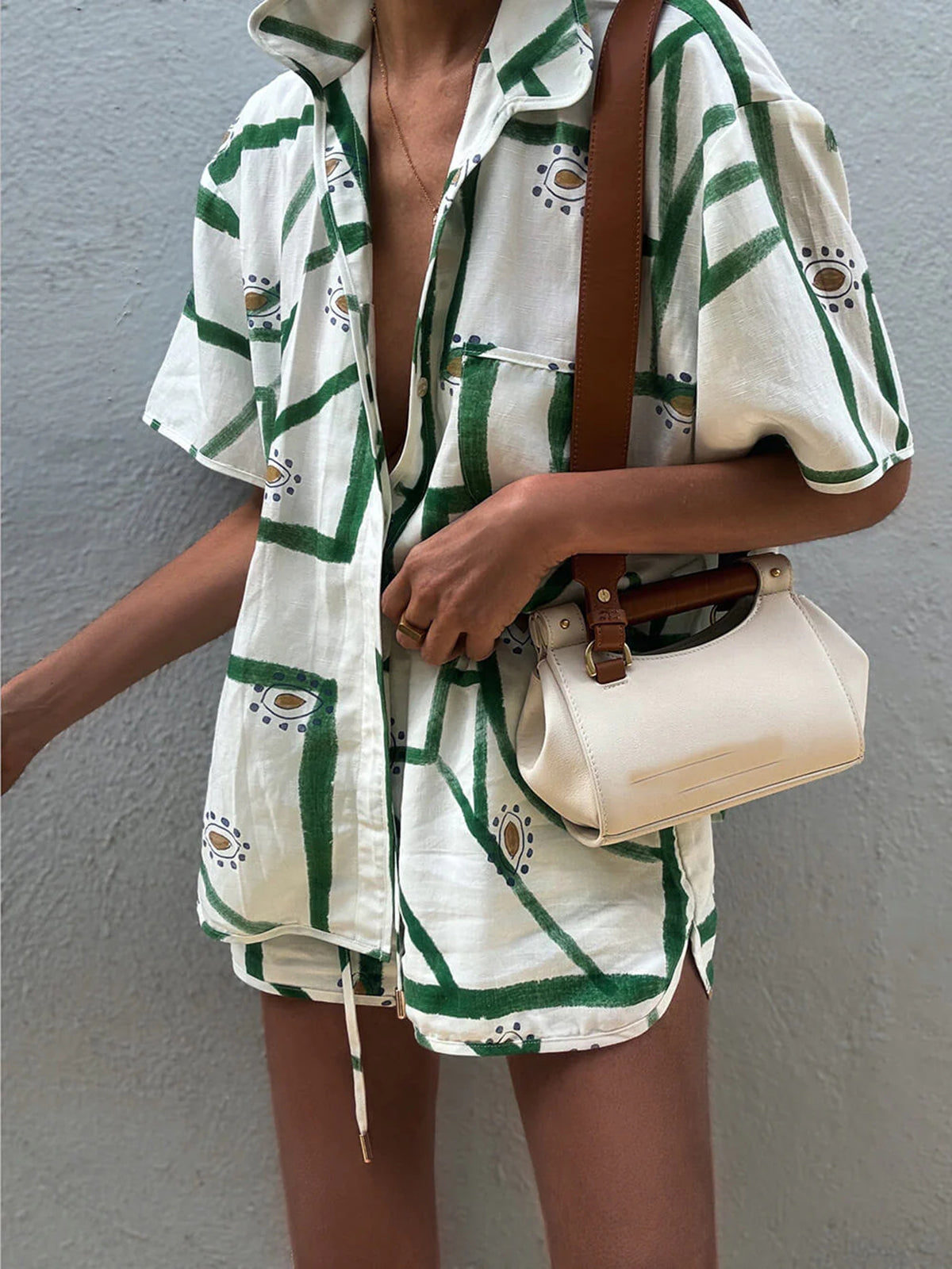 Leonie | Bedrucktes Shorts Set mit Kordelzug