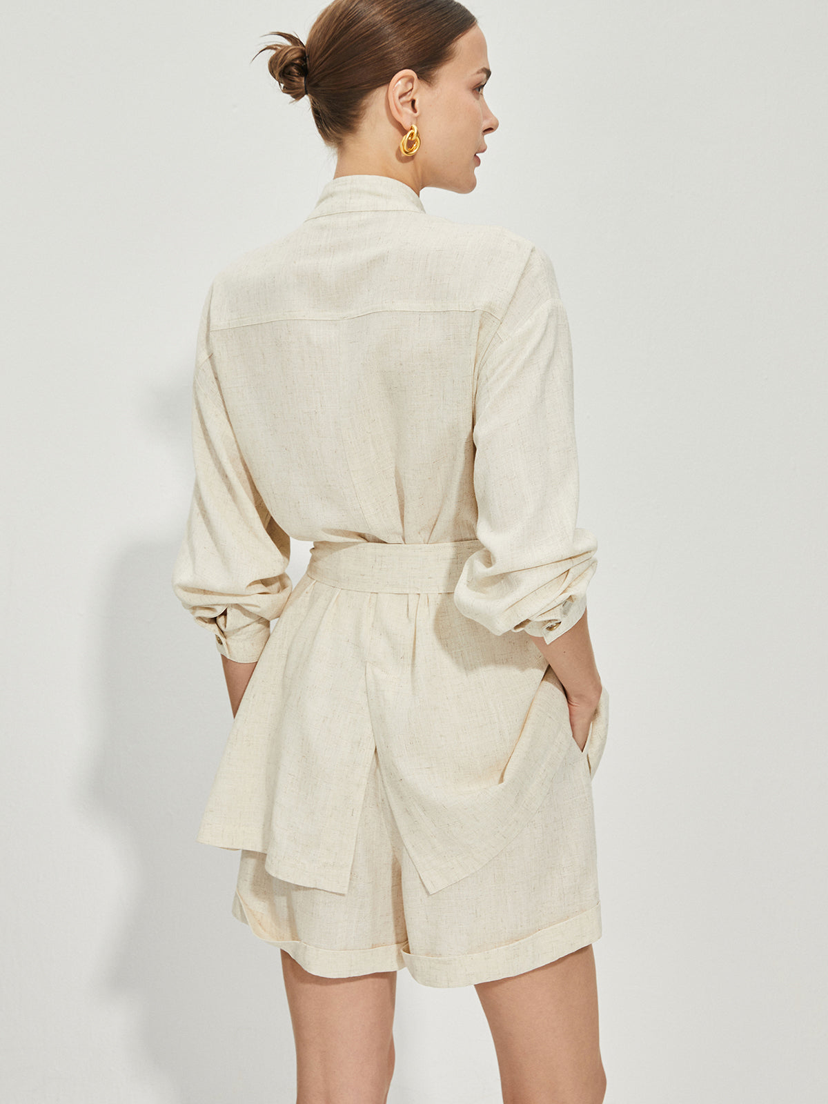 Clara | Lässiges Baumwoll-Leinen Shortset mit Gürtel