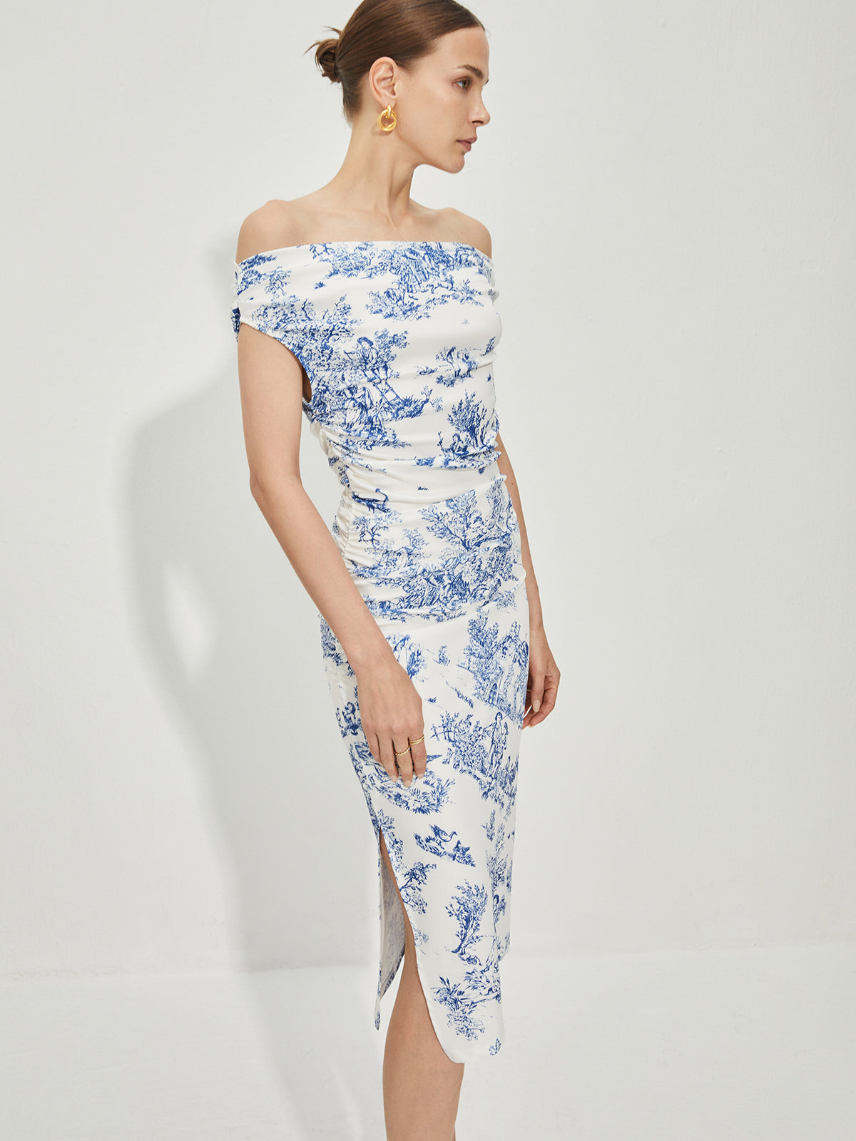 Sophie | Elegantes Midi-Kleid mit Print und geradem Ausschnitt