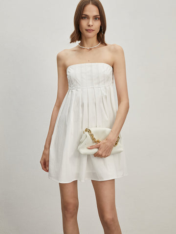 Annika | Schulterfreies Faltenkleid