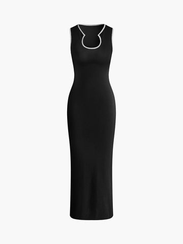 [Name] | Elegantes Slim Fit Sweatkleid mit Kontrastdetails