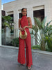 Clara | Asymmetrisches Halter-Crop-Top mit Weiten Hosen Set