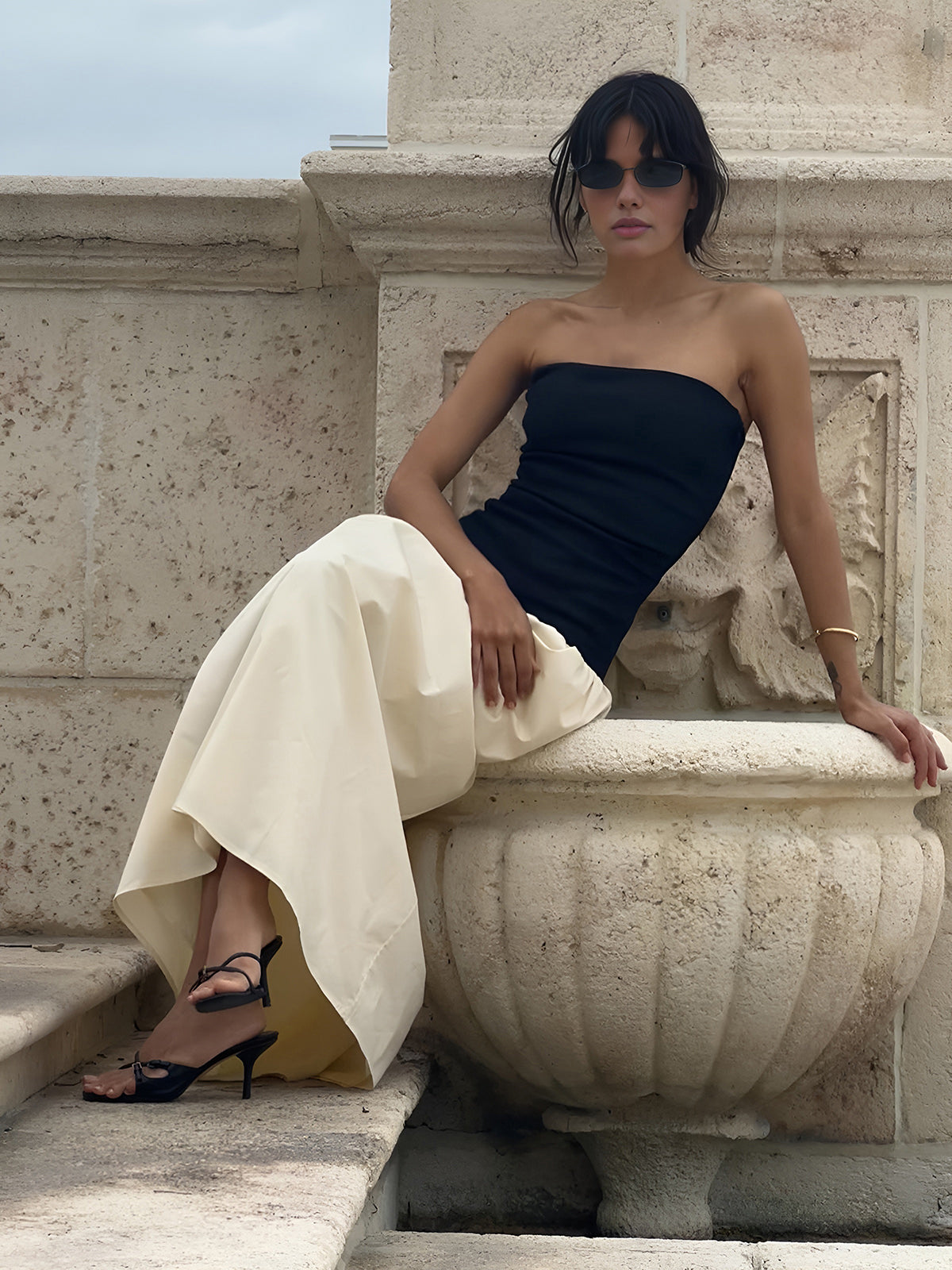 Clara | Kontrastfarbenes Tube Maxikleid