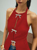 Claire | Halter-Top mit Strass-Schleife