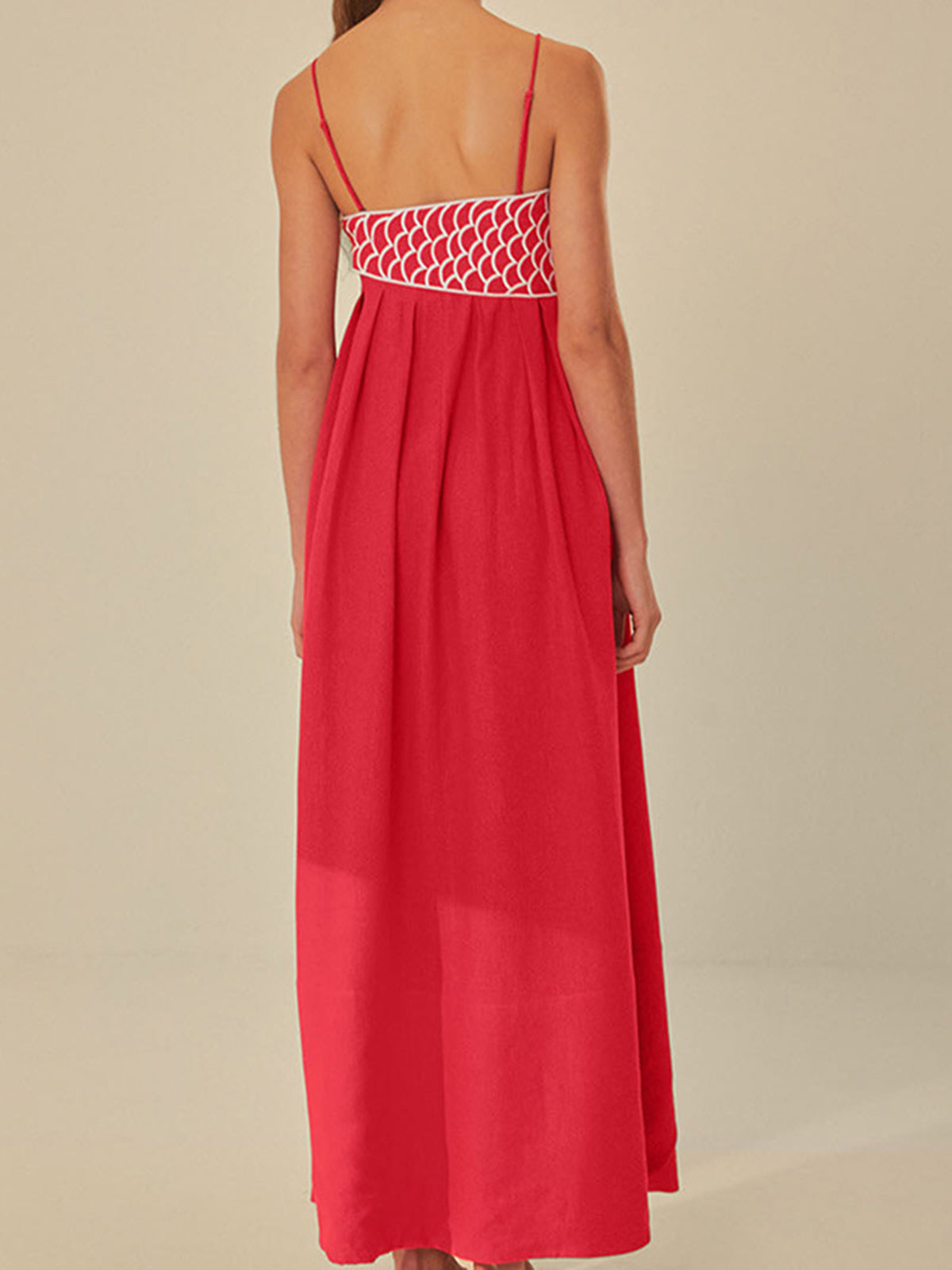 Emily | Besticktes Midi-Kleid mit Spaghetti-Trägern