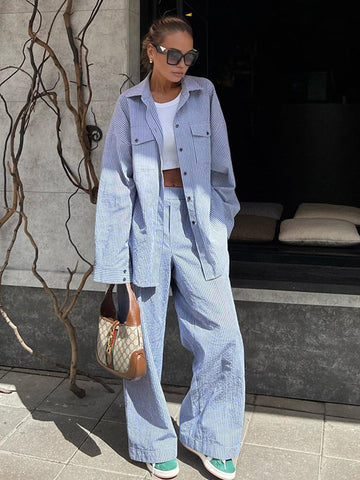 Marlene | Streifenanzug mit langen Ärmeln und Hose