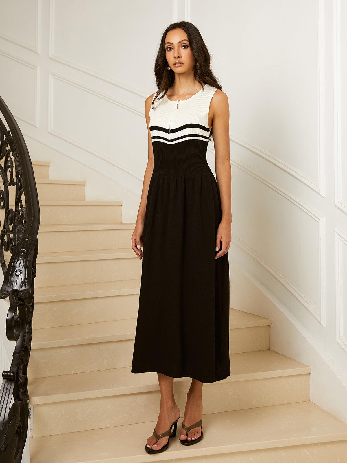 Clara | Elegantem Colorblock-Kleid mit Reißverschluss