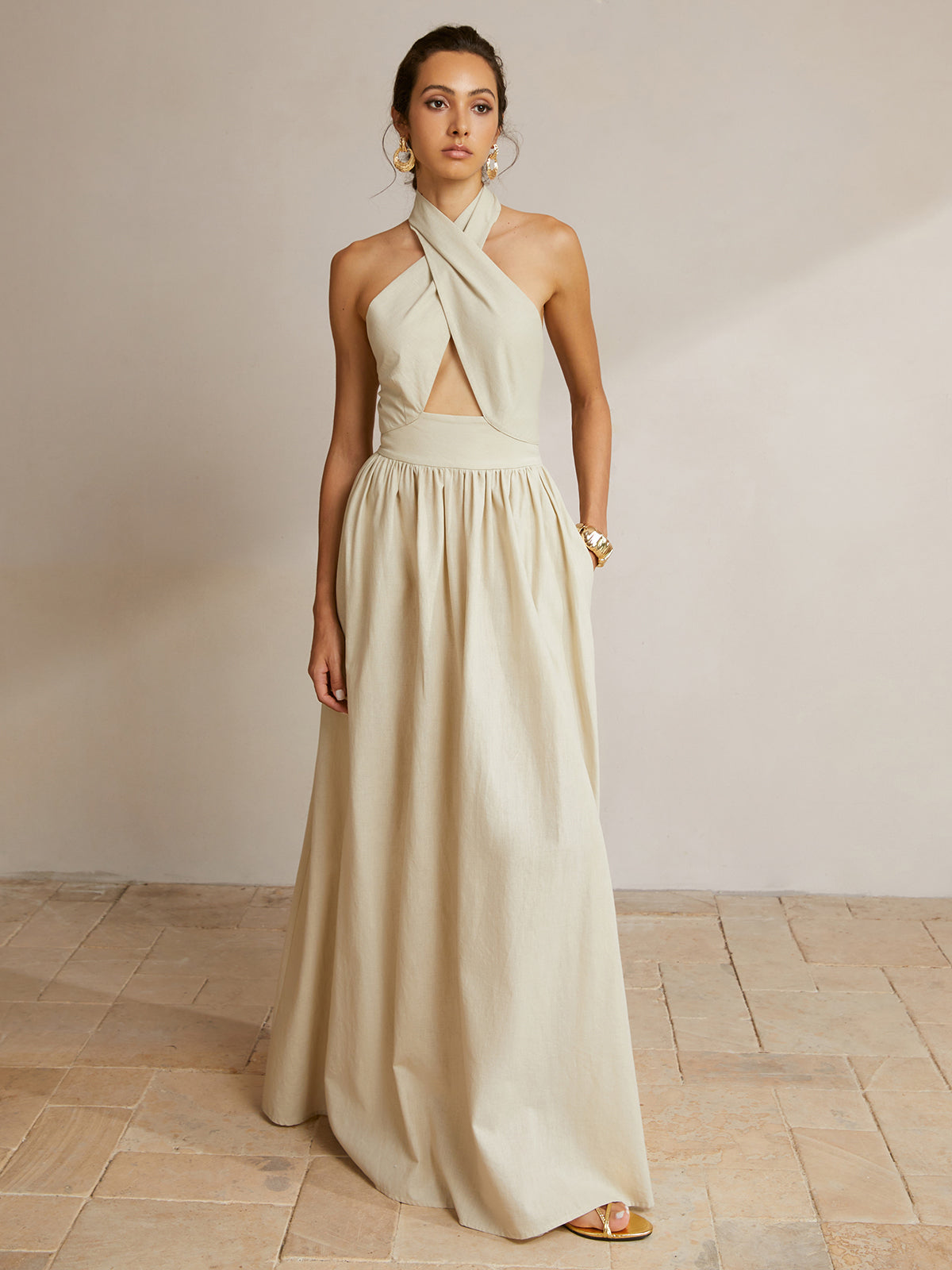Eleganz | Maxikleid mit Halter und Taschen