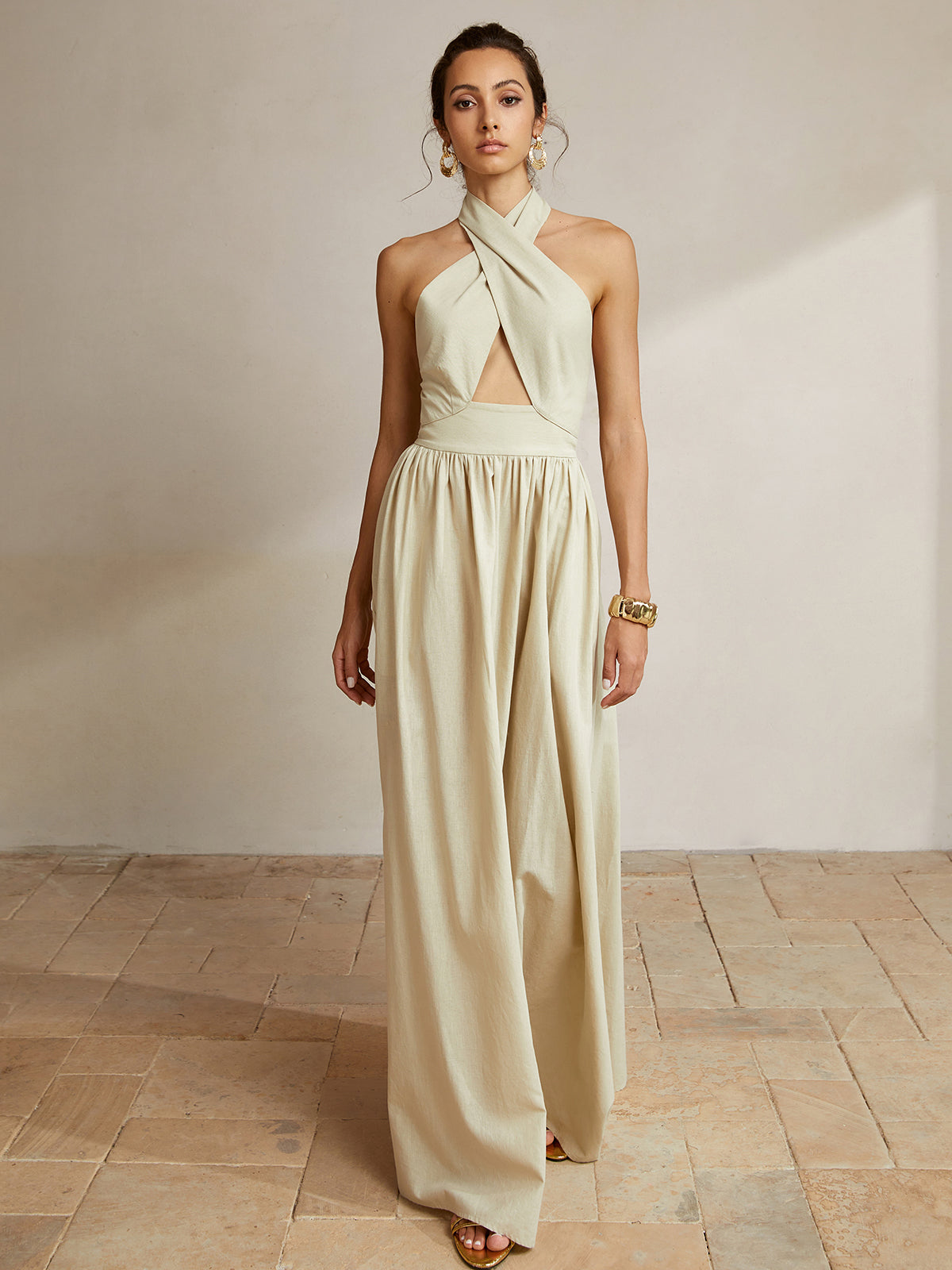 Eleganz | Maxikleid mit Halter und Taschen