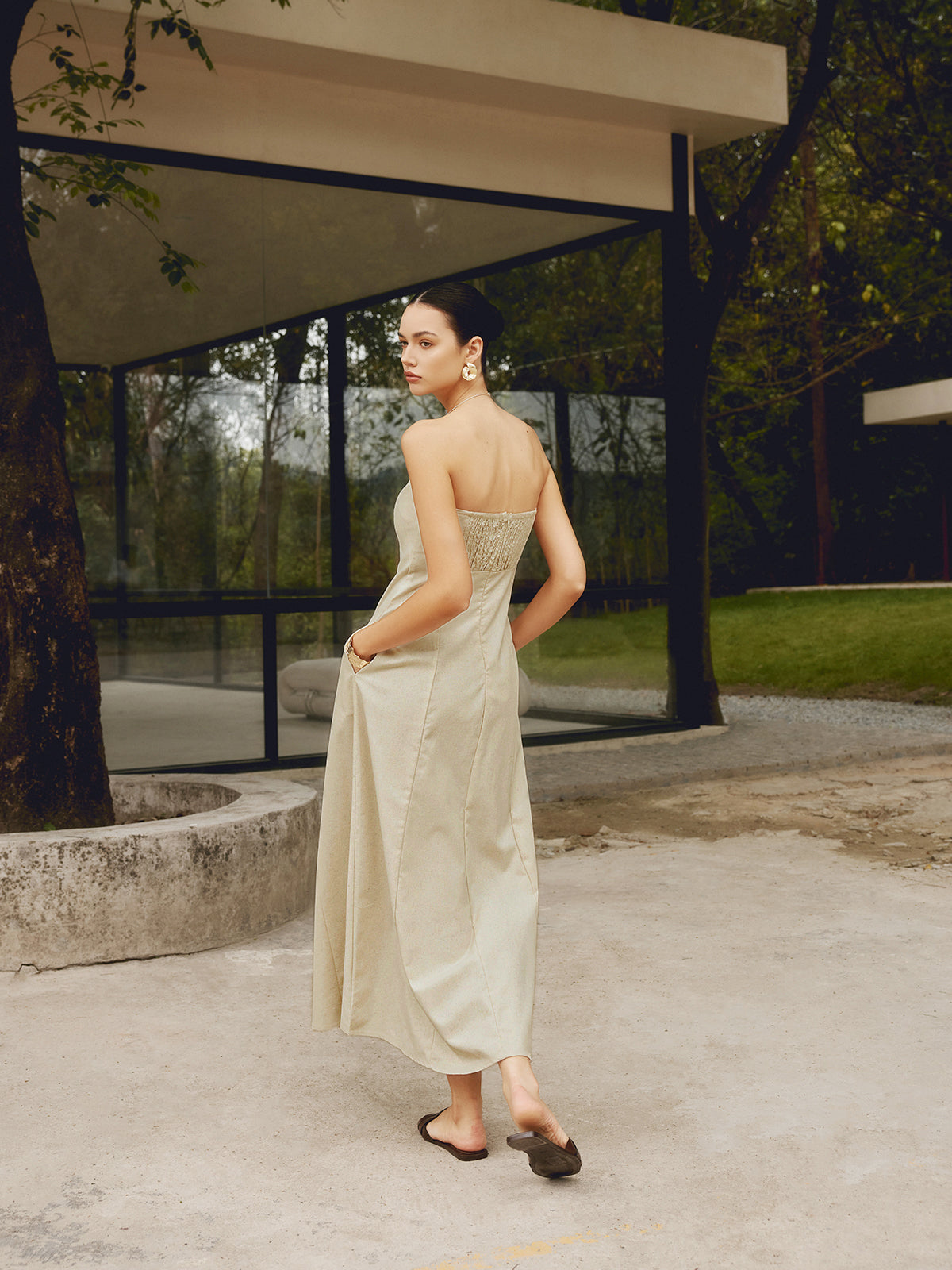 Clara | Luftiges Maxikleid mit Raffung und Taschen