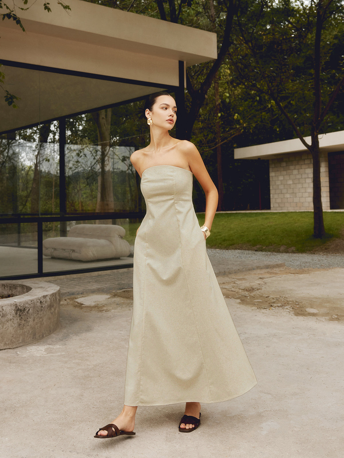 Clara | Luftiges Maxikleid mit Raffung und Taschen