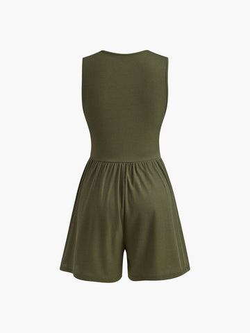 Lisa | Ärmeloses V-Ausschnitt Ripp-Jumpsuit
