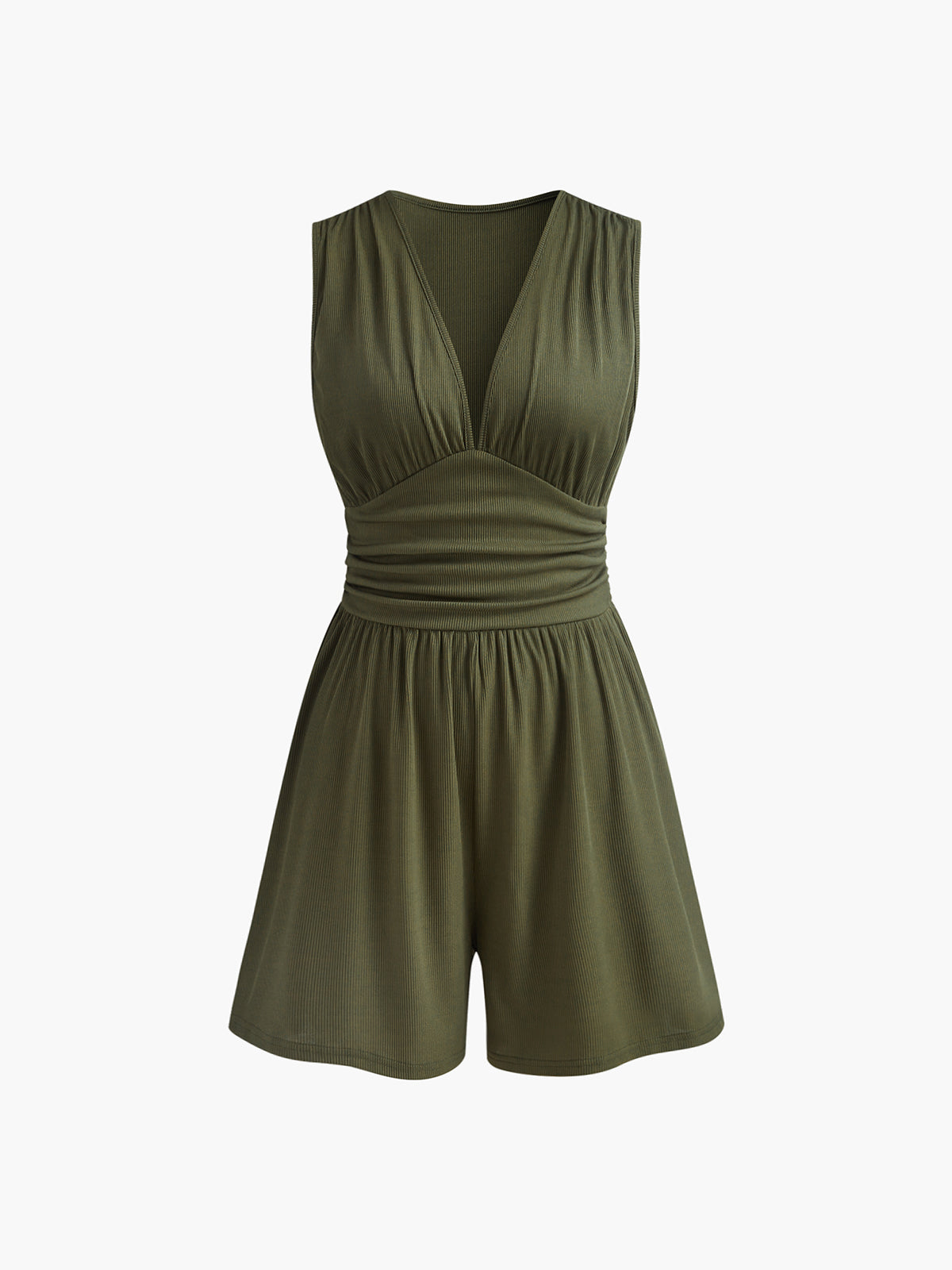 Lisa | Ärmeloses V-Ausschnitt Ripp-Jumpsuit