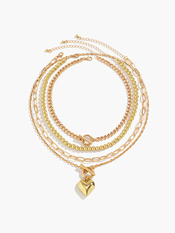 Marie | Herz-Anhänger-Multikettenkette