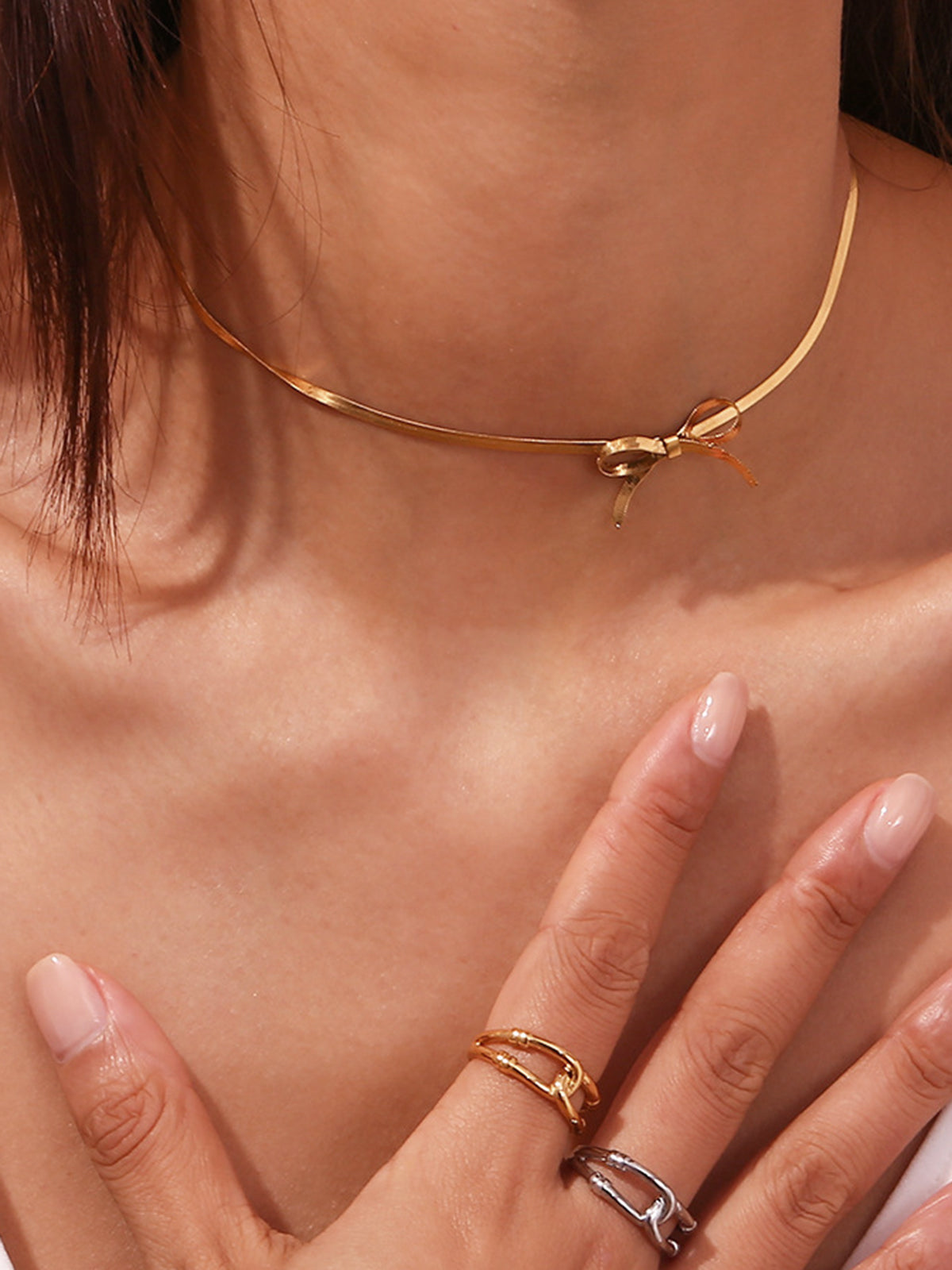 Lena | Funkelnde Gold Bogen Halskette