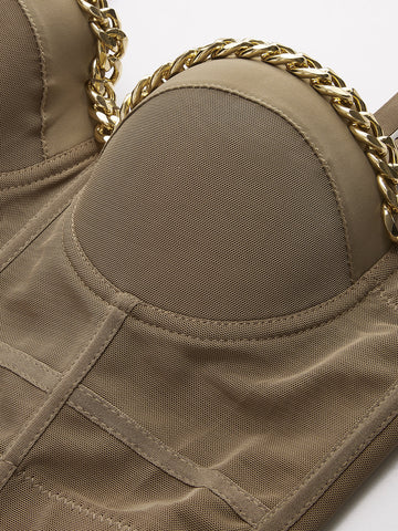 Maxima | Verführerisches Mesh-Korsett mit Metallkette