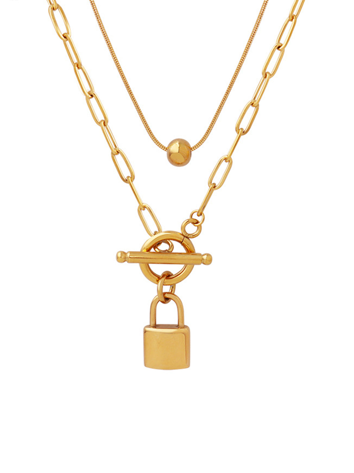 Mia | Elegante Halskette mit goldenem Vorhängeschloss